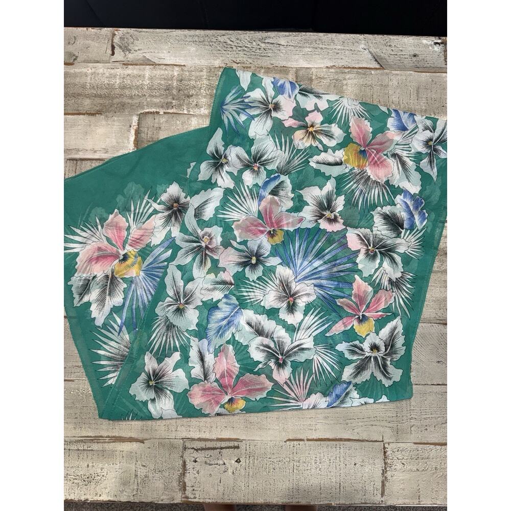 Vintage Tres Elli Scarf Made In Italy Floral Tropical Coquette Cottage